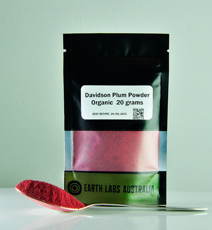 5 Bags Organic Dried Davidson Plum Powder: 20 grams  Davidsonia Jerseyana (Wholesale)